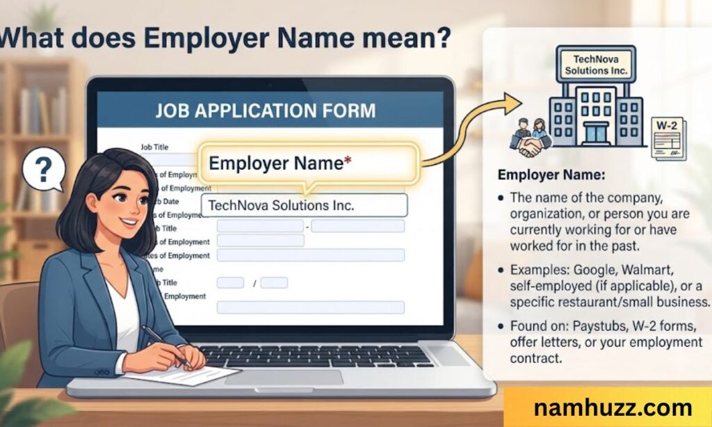 when it asks for employer name what does that mean